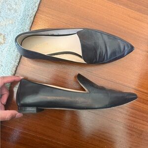 Cole Haan Black Pointed Leather Slip-On Flats
